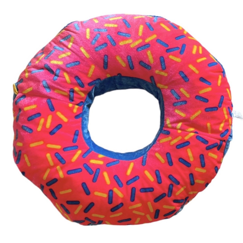 Large Donut Sprinkles Decor Pillow Pink Blue